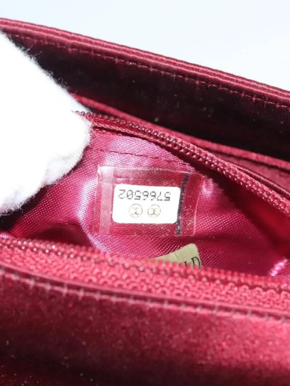 CHANEL Shoulder Bag Satin Red CC Auth bs24300